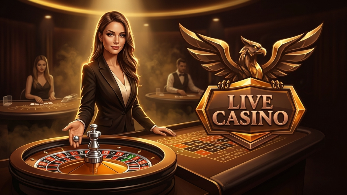 Live Casino Studio mit Dealern und Spieltischen